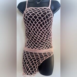 Pink Crochet Fishnet Top